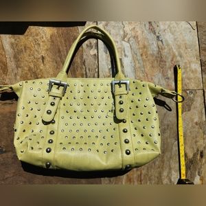 Pale green silver studded handbag!